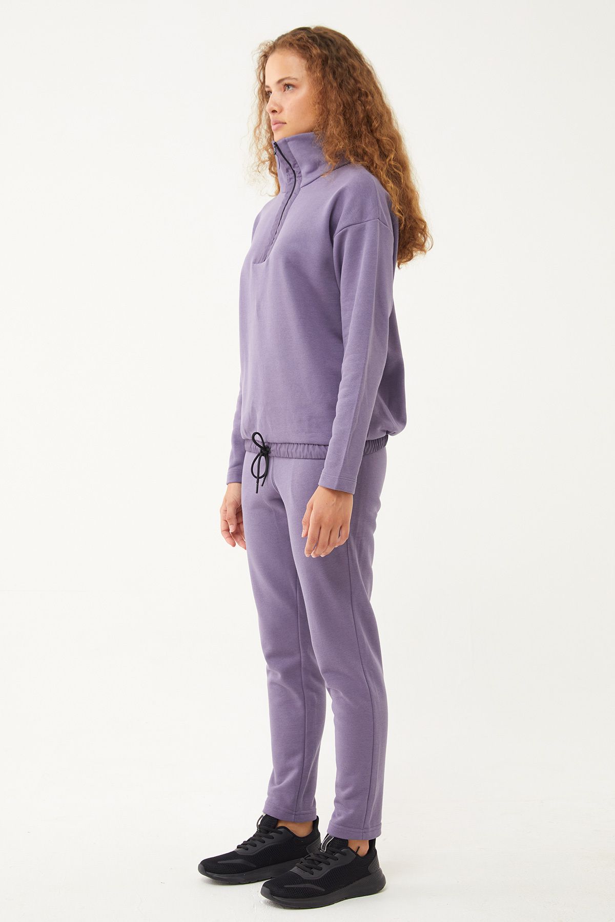 bilcee Women s Lavender Half Zipper Pocket Tracksuit Bottom Top