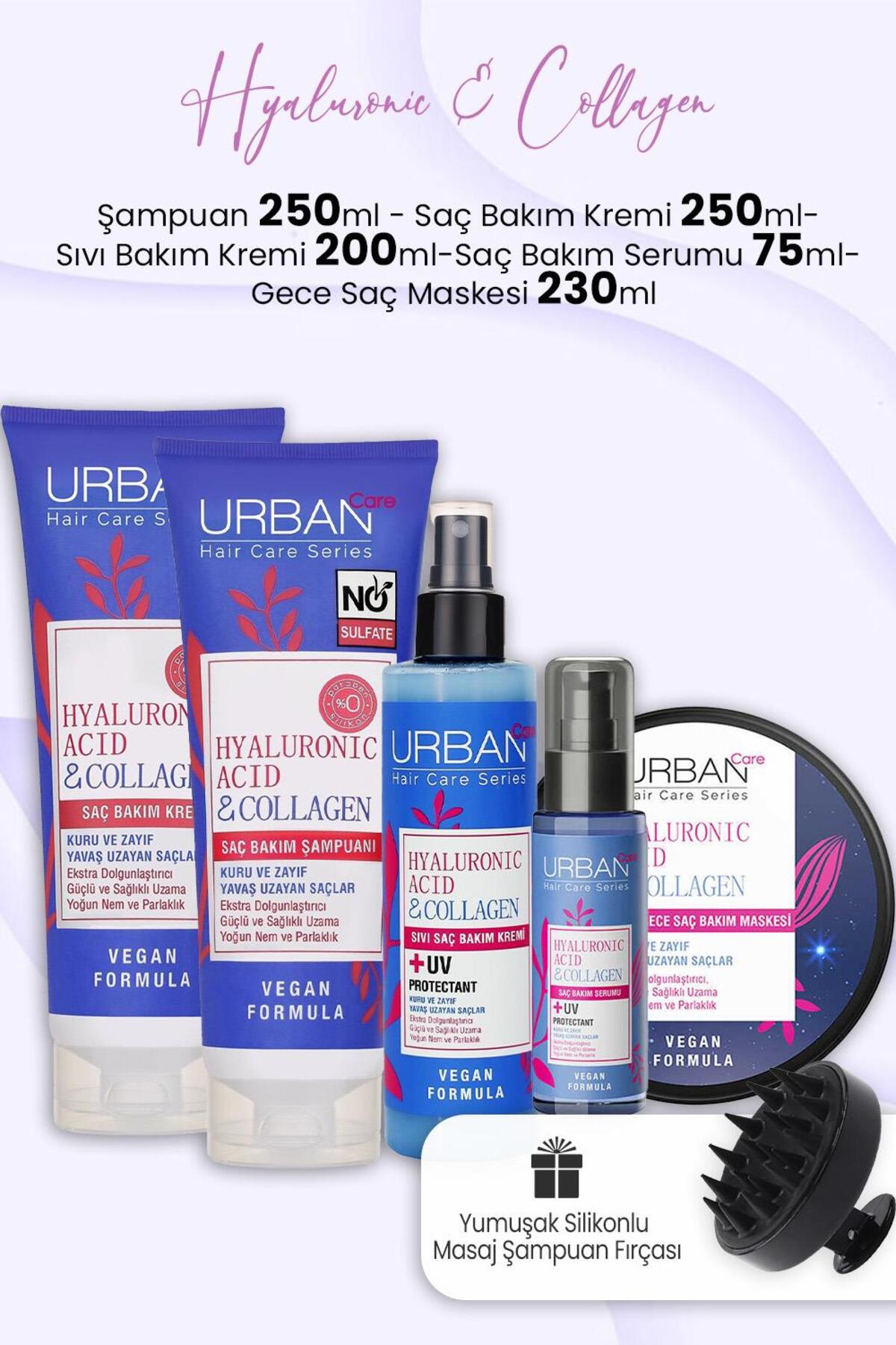 Urban Care Hyaluronic & Collagen Saç Bakım Seti ve Şampuan Fırçası Siyah — dvc-5018368