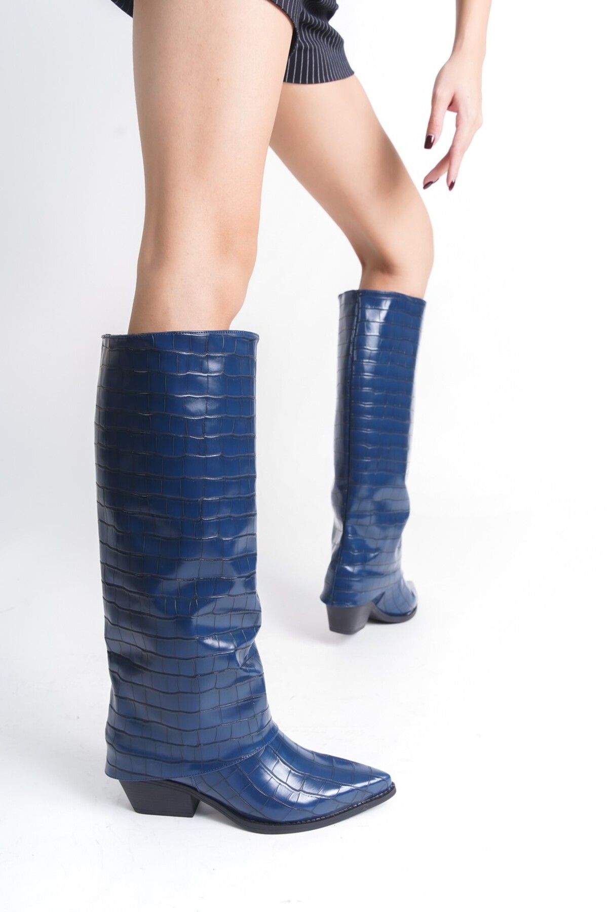Dark blue shop knee high boots