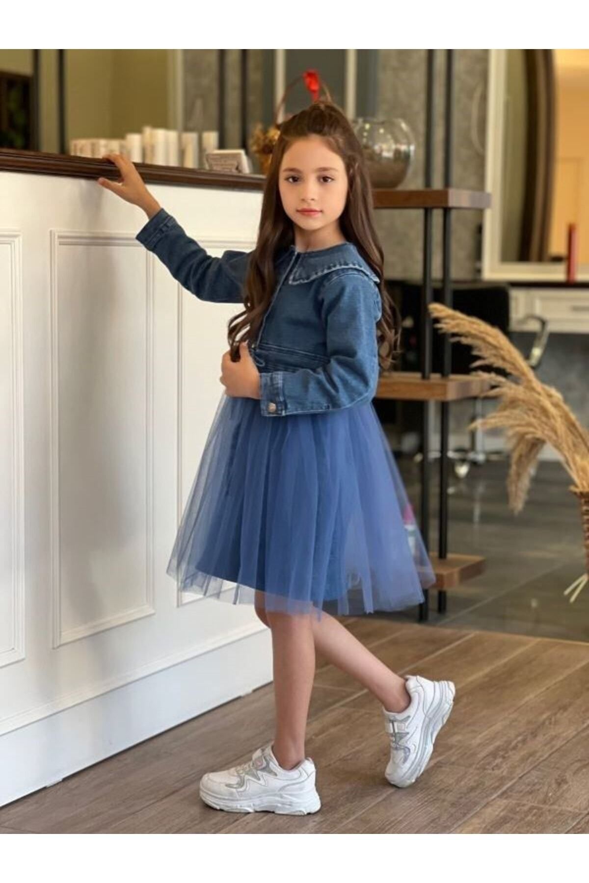 DUDOR K DS GIRL S LAYERS OF TULLE DENIM DRESS