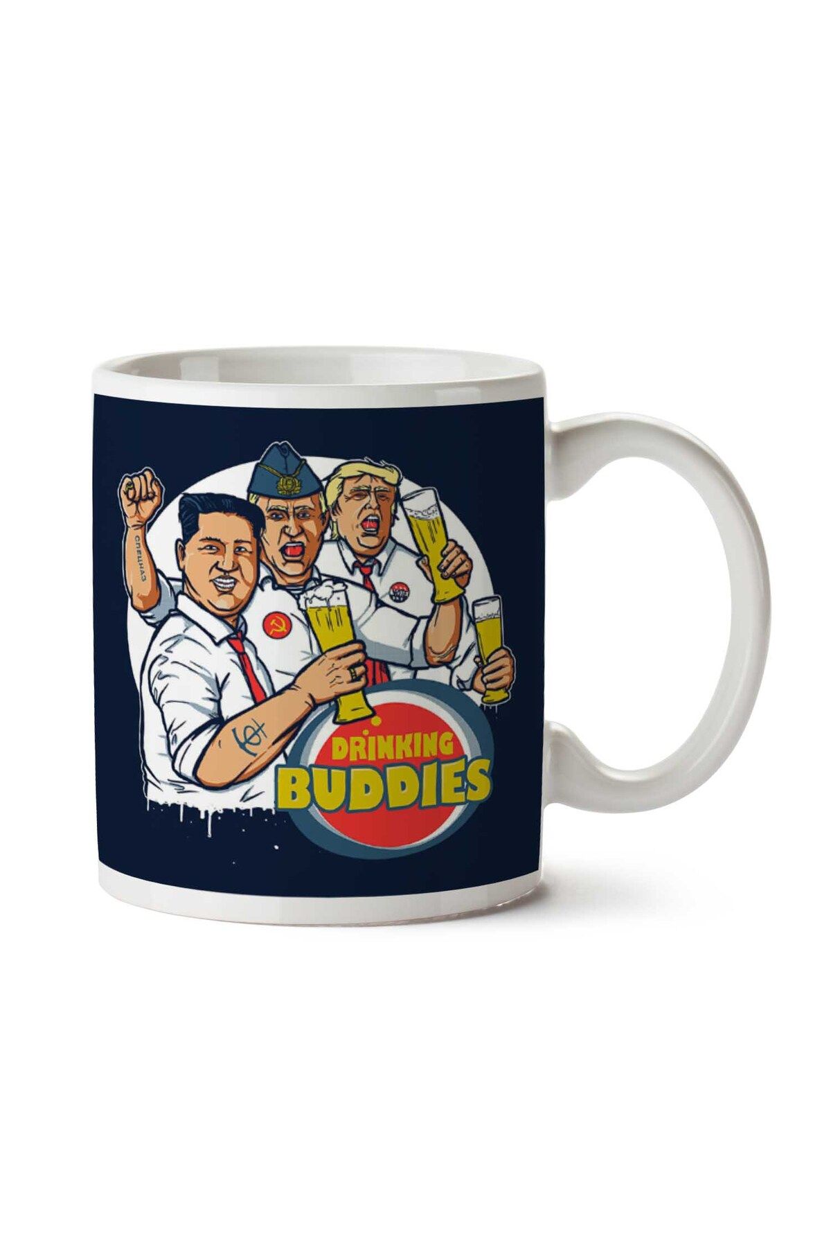 ART HEDİYE-World Leader Drinking Buddies Putin Trump Kim Jong Un.png Two Sided Printed Mug 1