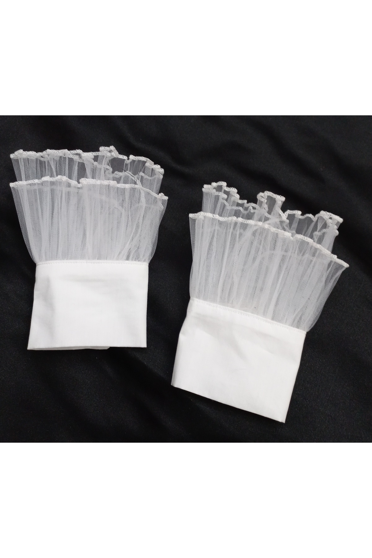 es moda shop  Siona piliseli tüllü manşet beyaz - Görsel 4