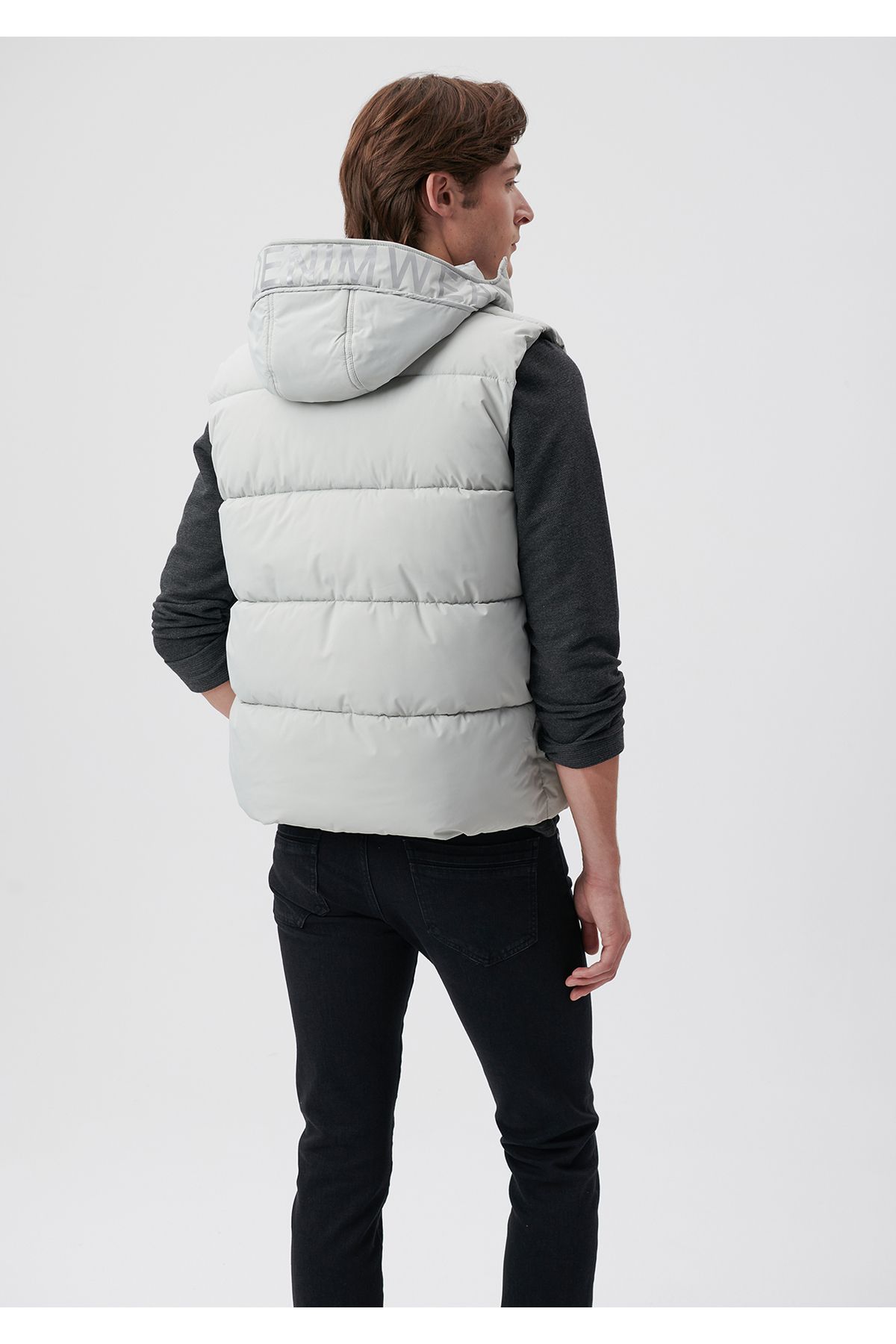 Light grey puffer vest on sale