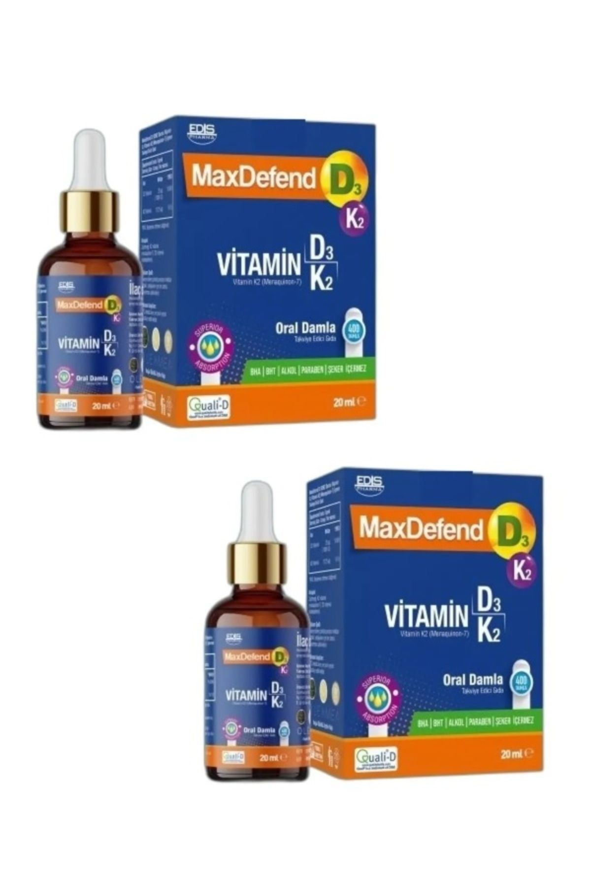 EDİS PHARMA Maxdefend Витамин D3 K2 капли 20 мл x 2 шт. FarmaLogic86818120462372