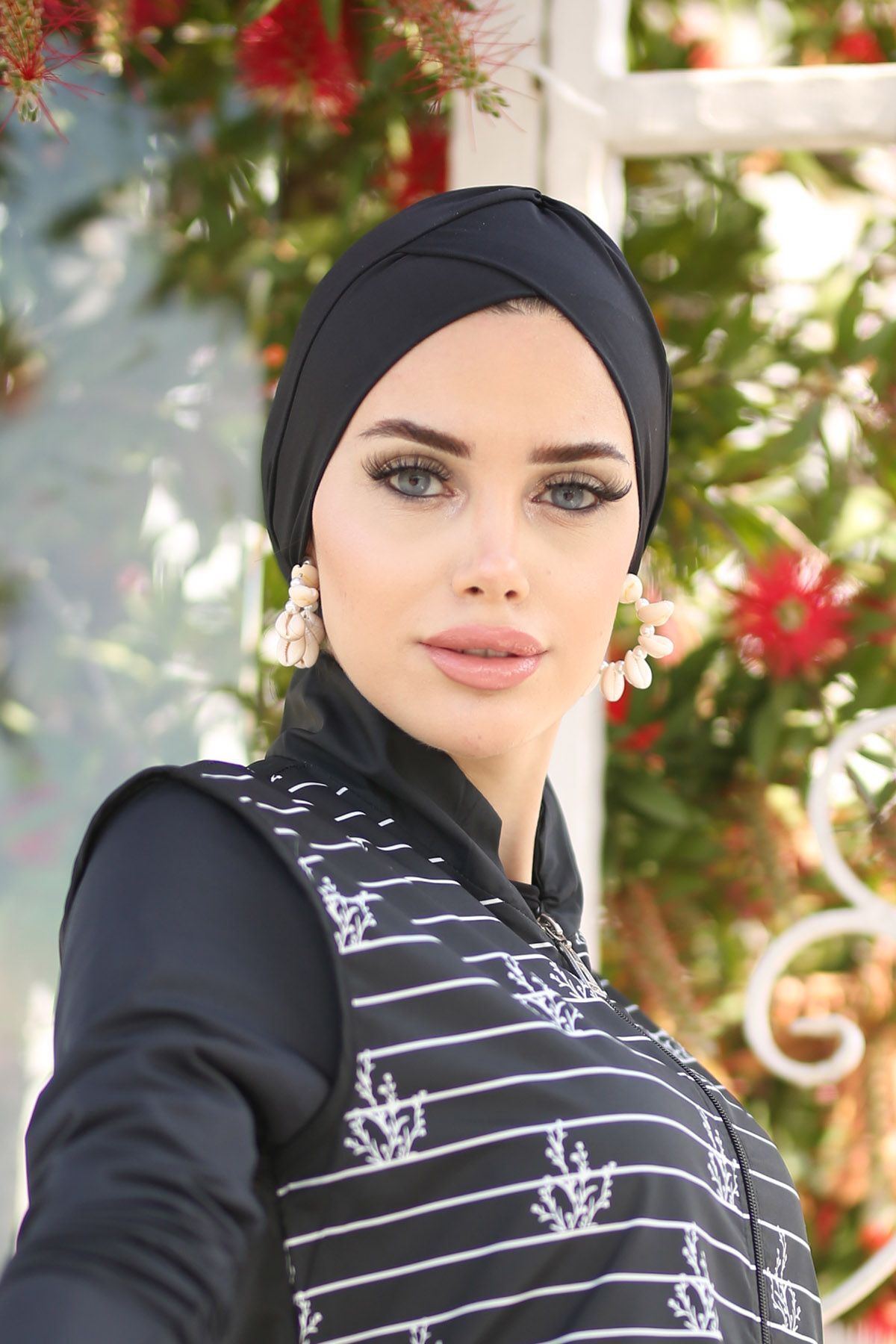 Remsa Mayo Double Sided Cross And Shirred Swim Bonnet Black R 1009
