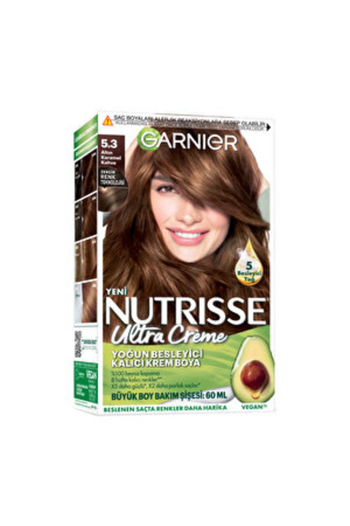 Garnier رنگ مو کرم دائمی مغذی غنی سازی شدید گارنیه نوتریس 5.3 کرم کارامل طلایی قهوه: (2 تایی)