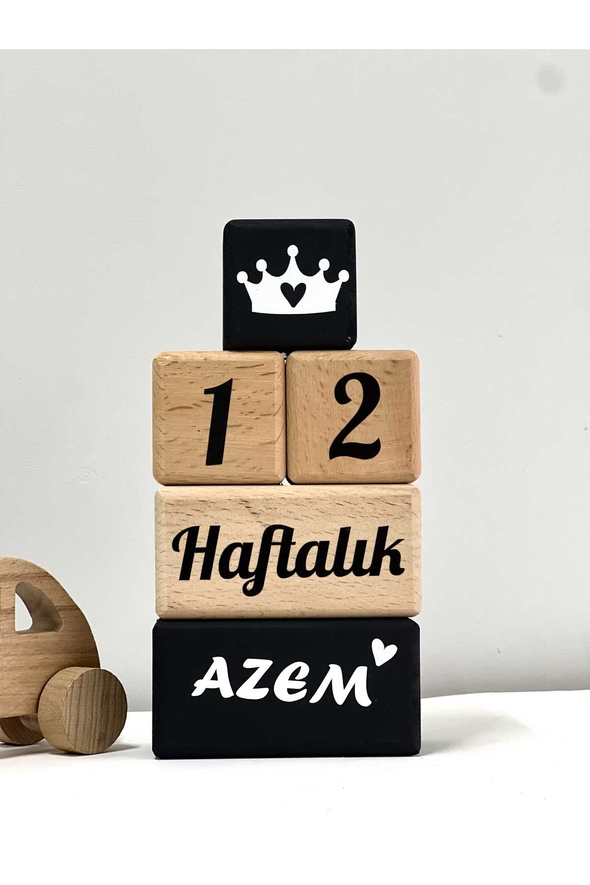 Renkli 5 parça isim küpü anı seti Türkçe beyaz yazılı