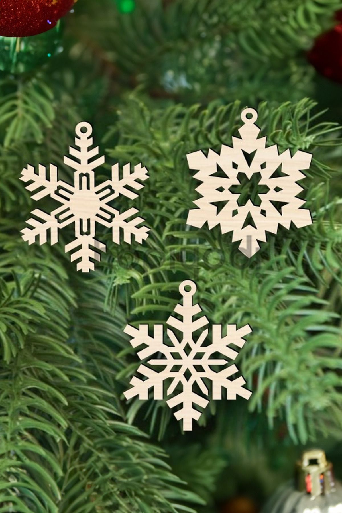 Lopard 3 Pieces Christmas Tree Ornament Wooden Christmas