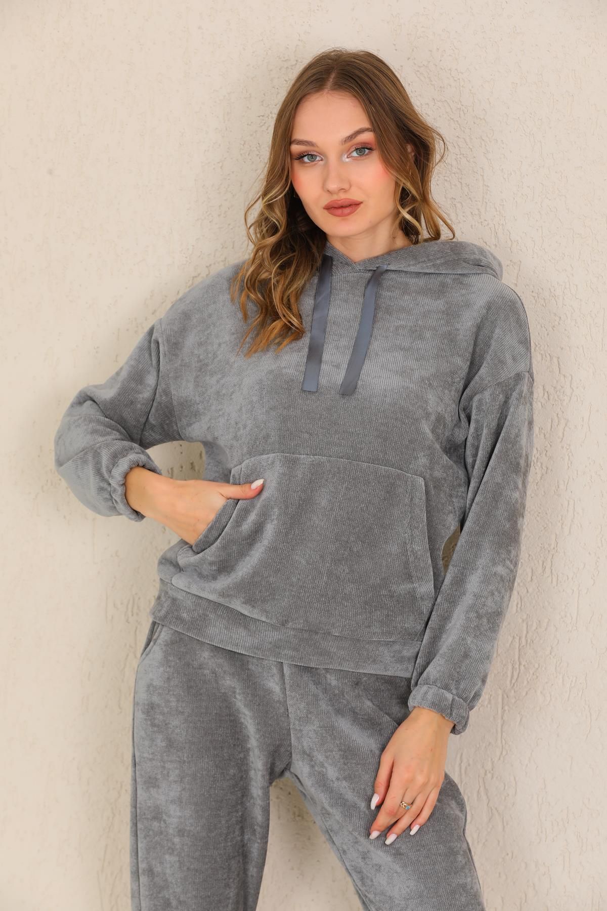 Grey velour tracksuit womens 2025