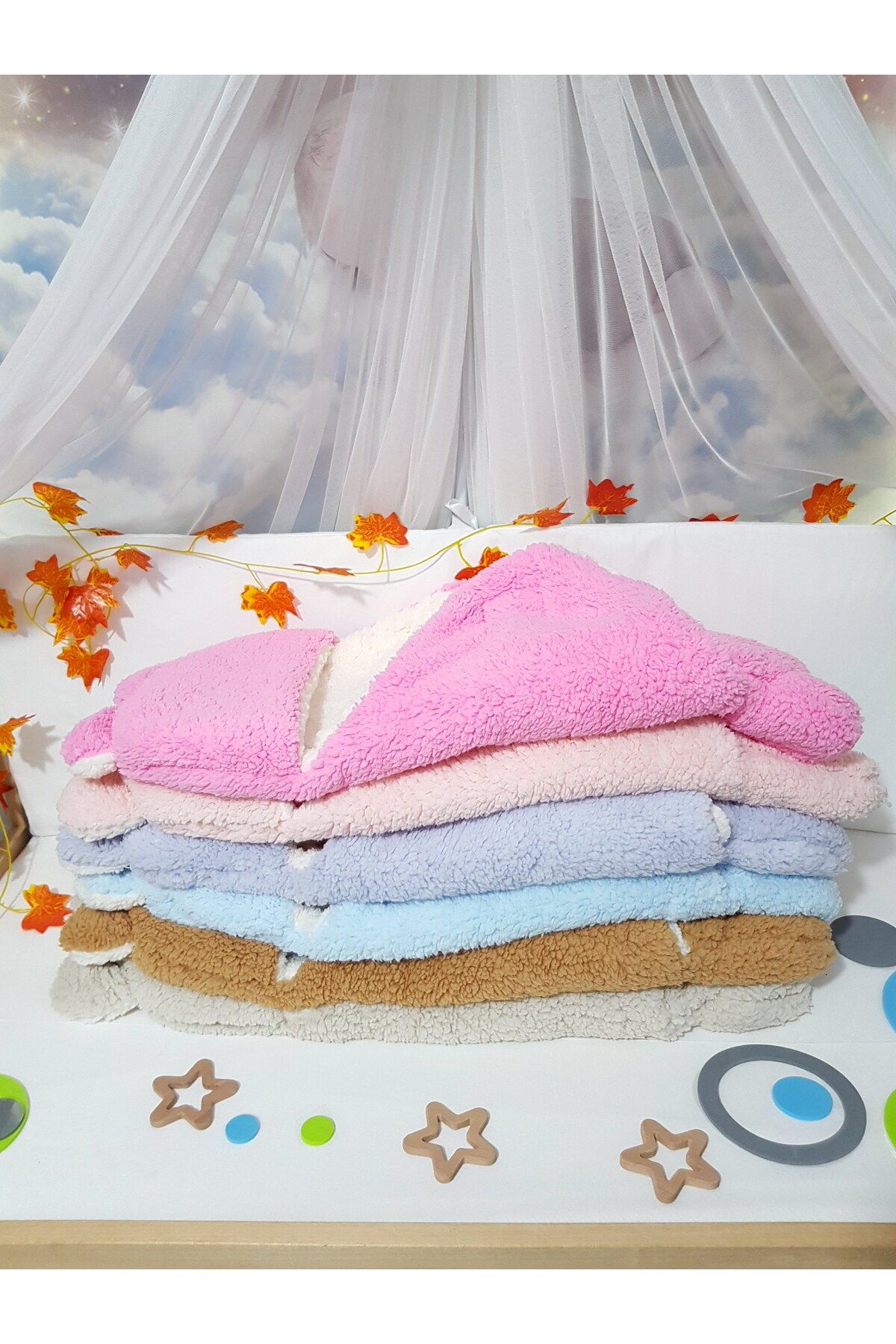 bebek_iklimi-Welsoft Inner Outer Swaddle Blanket - Embroidered Name Print, Footed Model, Double Layer 6