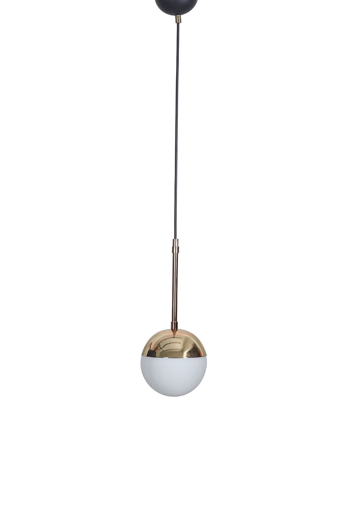 Evnalia-Nova Lux Metal Body - White Glass Single Pendant Chandelier, Gold-Black 2