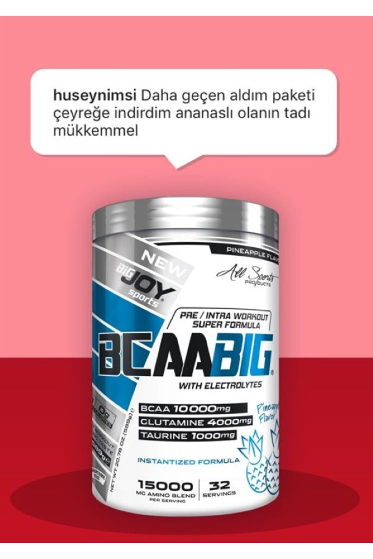 Bigjoy Sports Bcaabig Bcaa+glutamin Yşil Elma Aroma 589g Bcaa+glutamine 10g Bcaa+4g Glutamin+1g