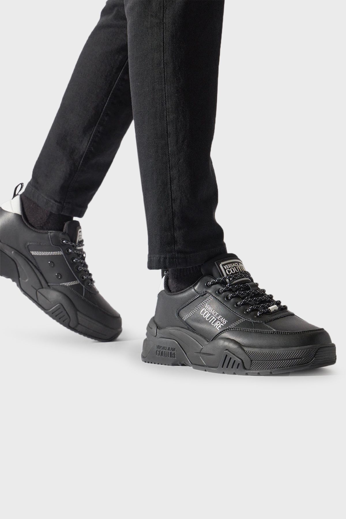 Versace jeans black shoes hotsell