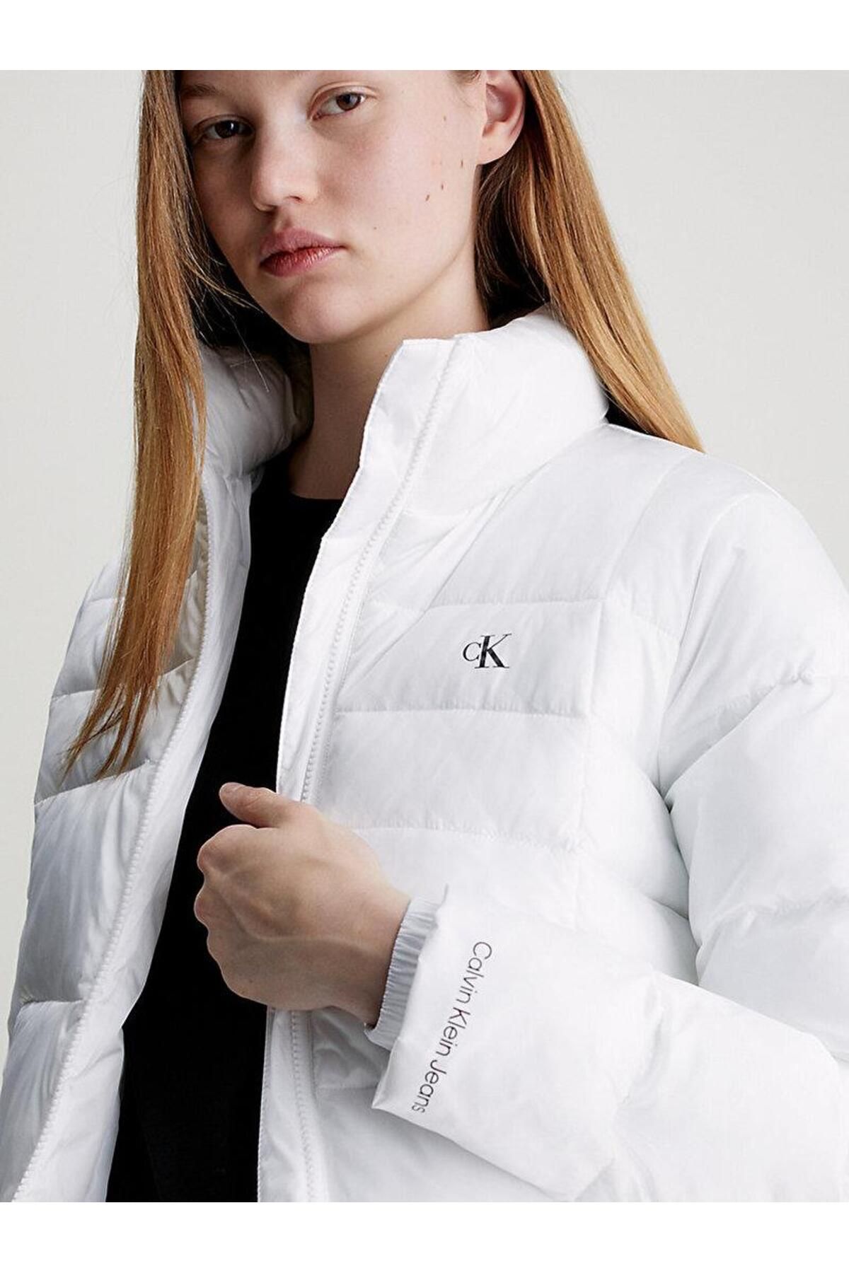 Calvin Klein Winter Jacket White Basic Trendyol