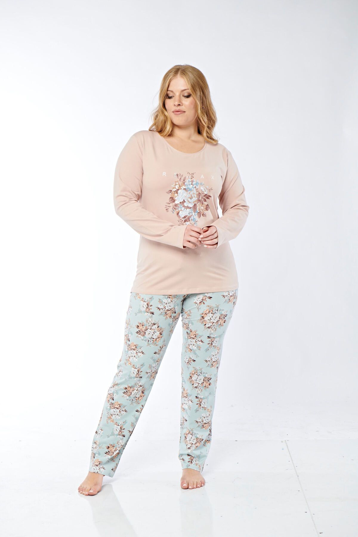 Rubina Secret-Plus Size Long-sleeved Pajamas Set 1