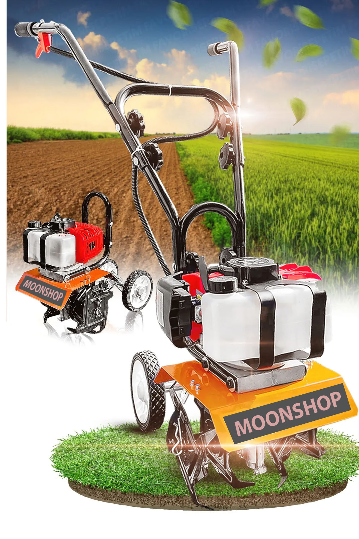 MOONSHOP Japan Turbo 9 Hp Çelik Dişli Bakır Sargılı Benzinli Çapa