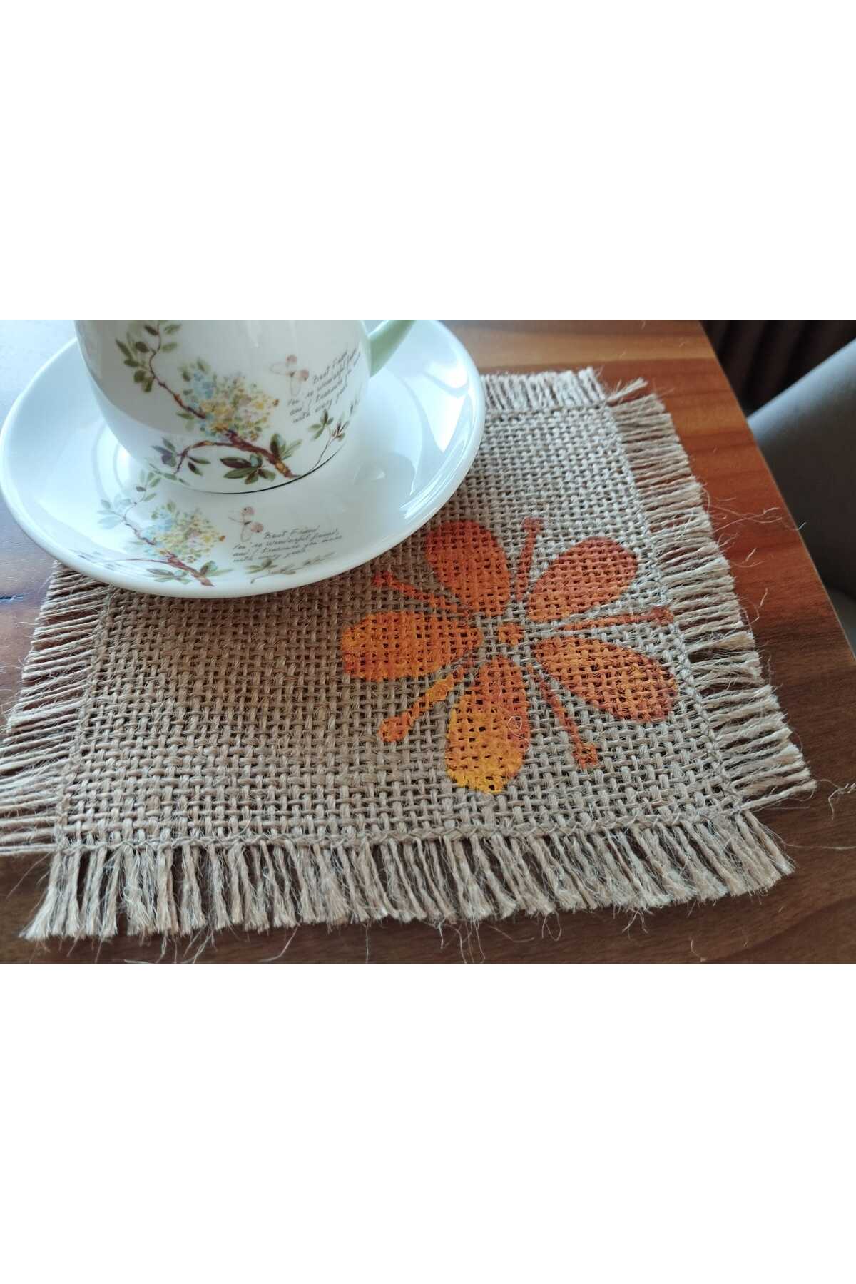 Jüt kumaş sunum peçetesi sunumluk kahve yanı sunumluk