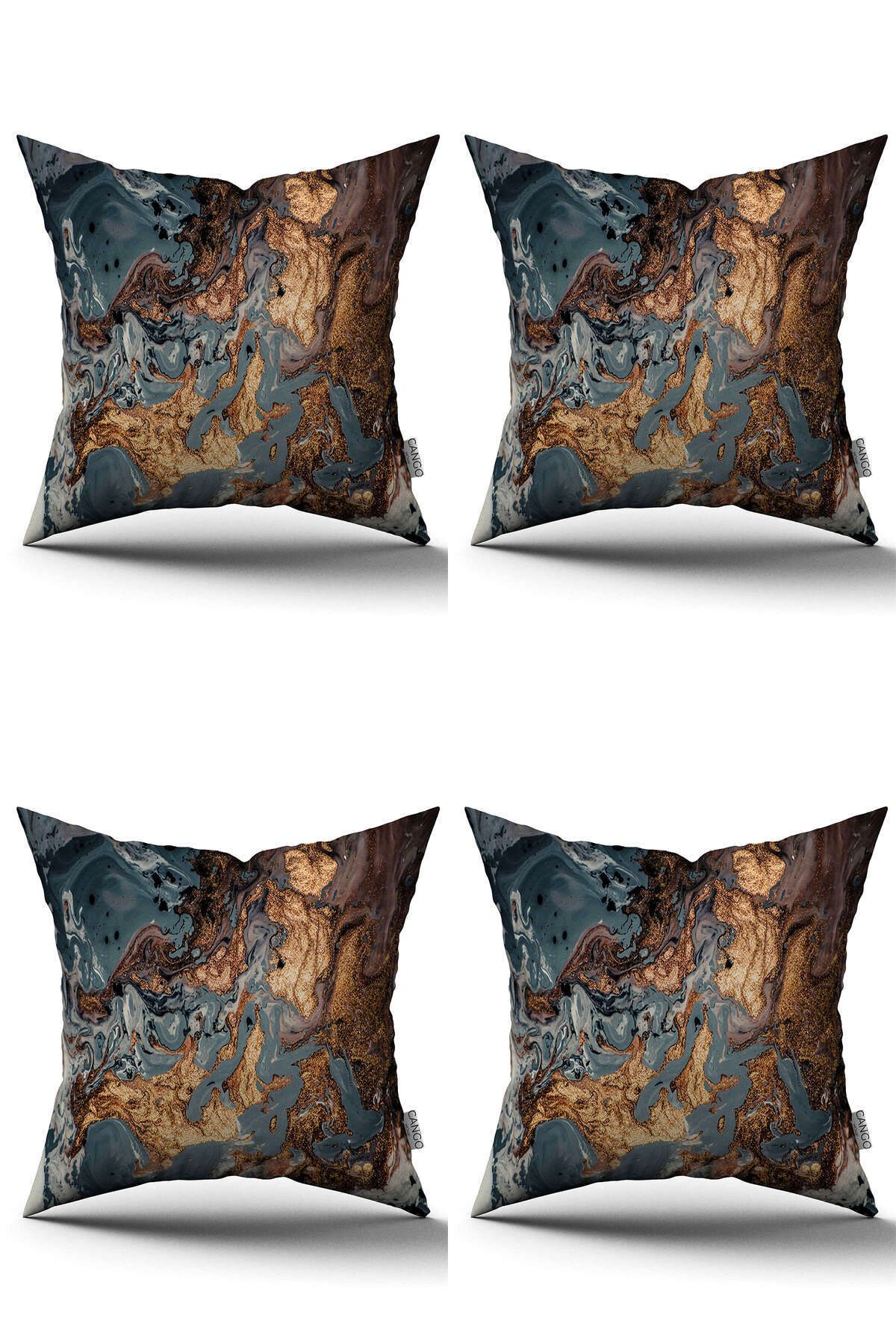 Cango Home-Gray Modern Abstract Patterned Set of 4 Digital Printed Throw Pillow Cases 1