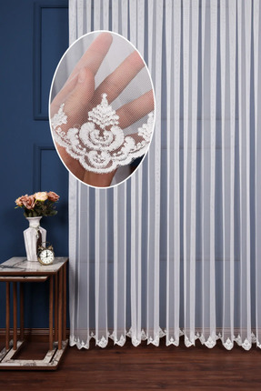 Epay DAMAKS-TÜL PERDE ÜTÜ İSTEMEZ BEYAZ TÜL PERDE SALON YENİ MODEL KIRIŞMAZ S...