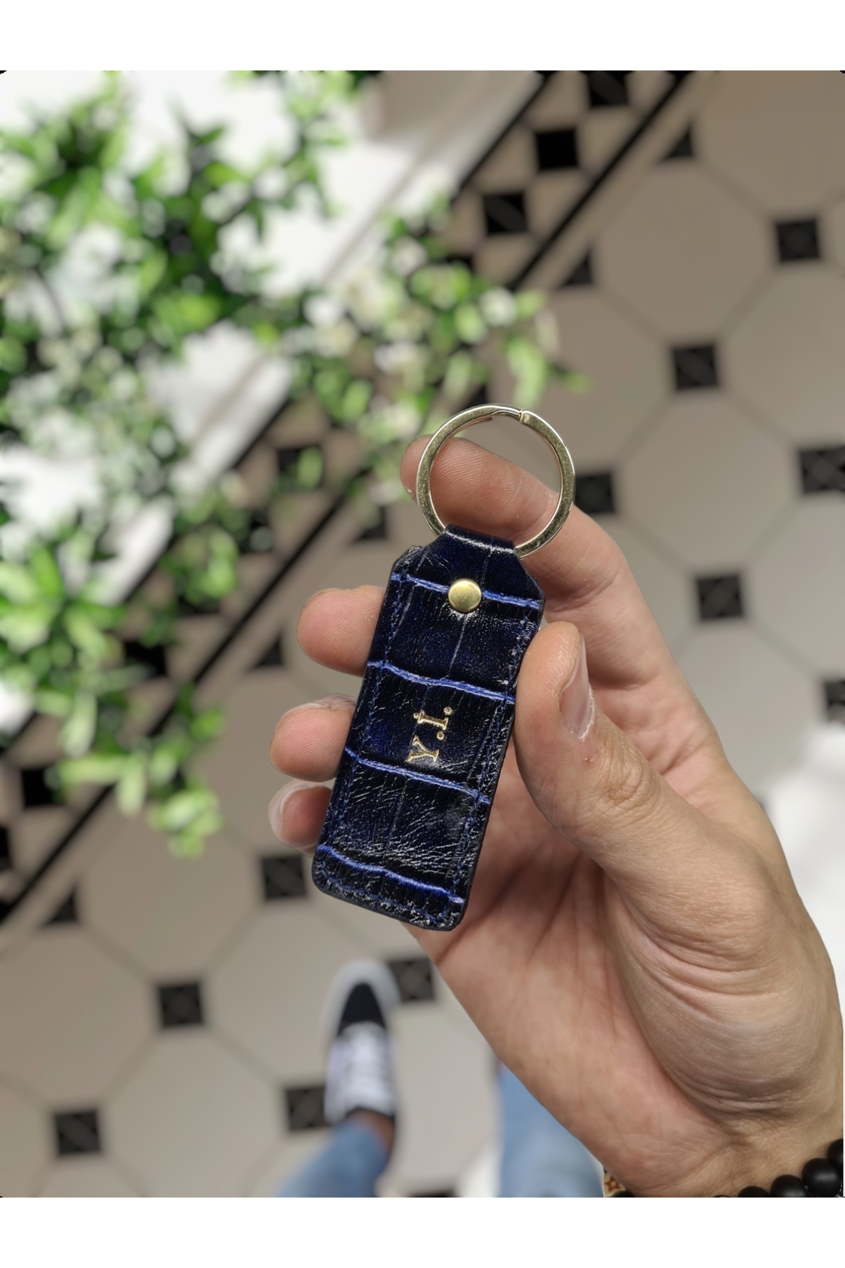 1020 Genuine Leather Nameplate Keychain Personalized Leather Item