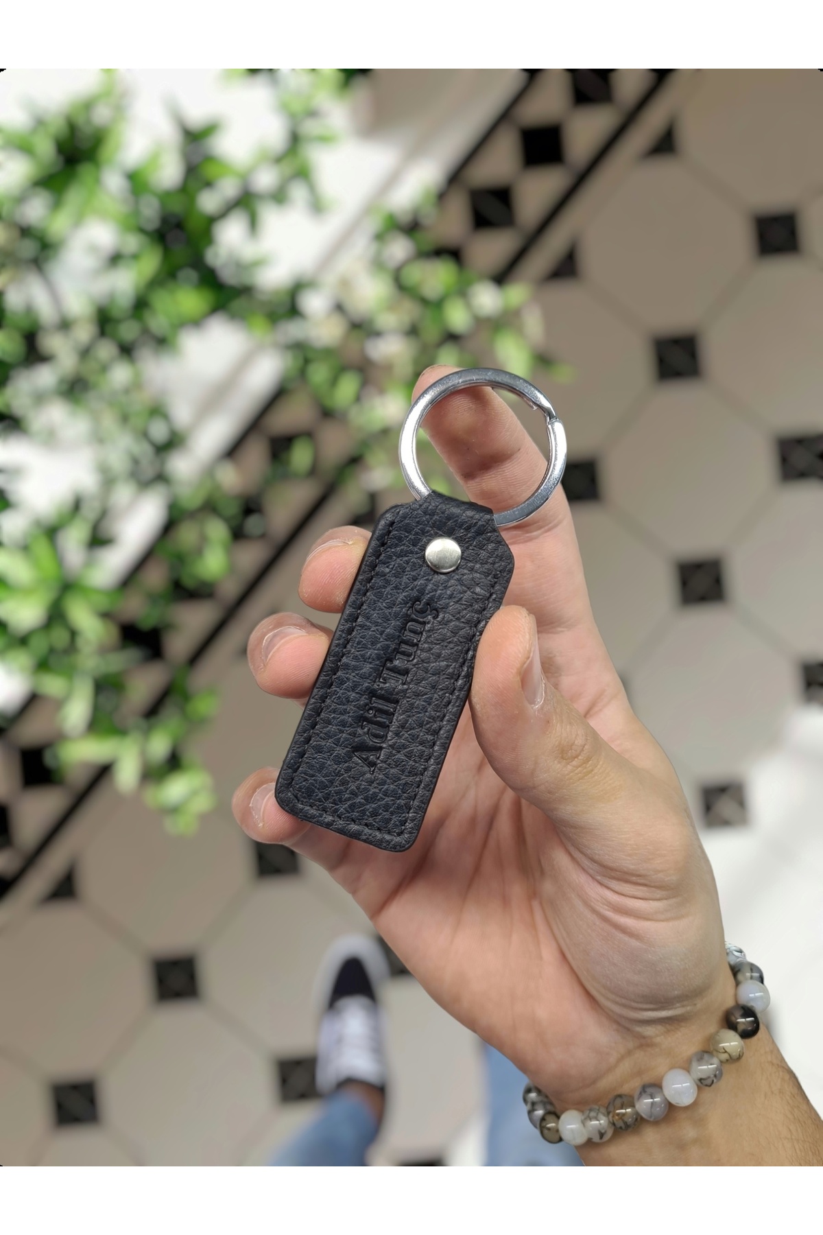 1020 Genuine Leather Nameplate Keychain Personalized Leather Item