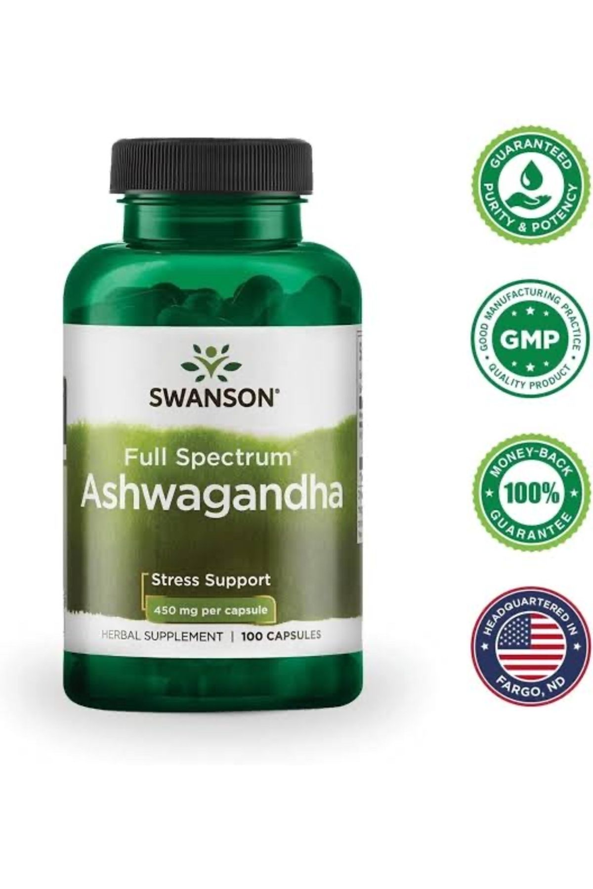Herşeyi Kolay Swanson Ashwagandhaa Full Spectrum 450mg 100caps