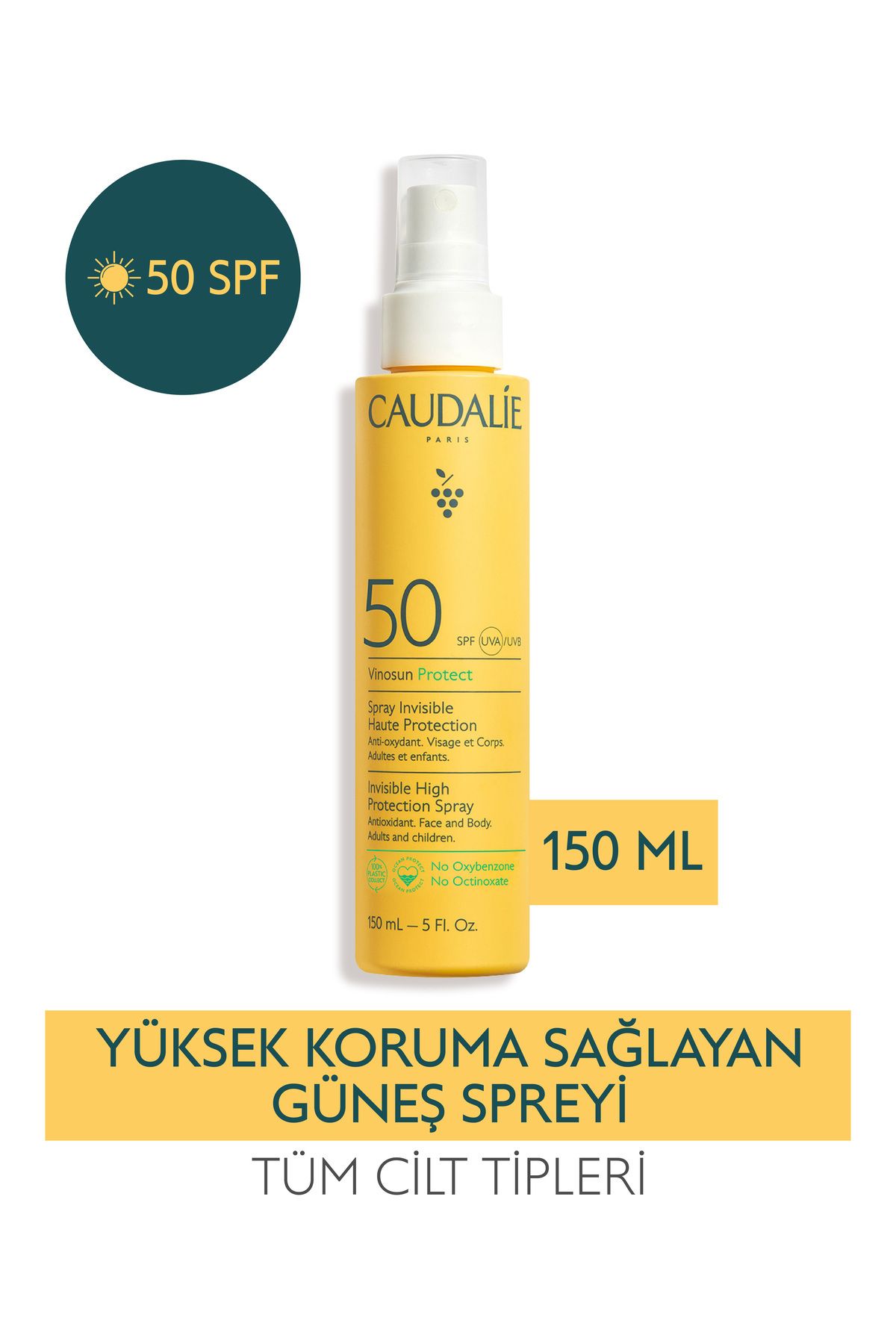 Caudalie اسپری ضد آفتاب Vinosun Protect SPF50 ضد آب 150میل