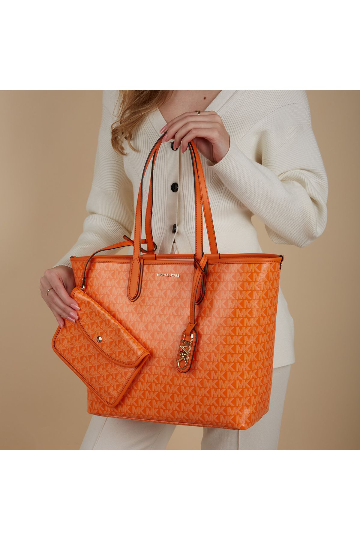 Michael kors orange shoulder new arrivals bag