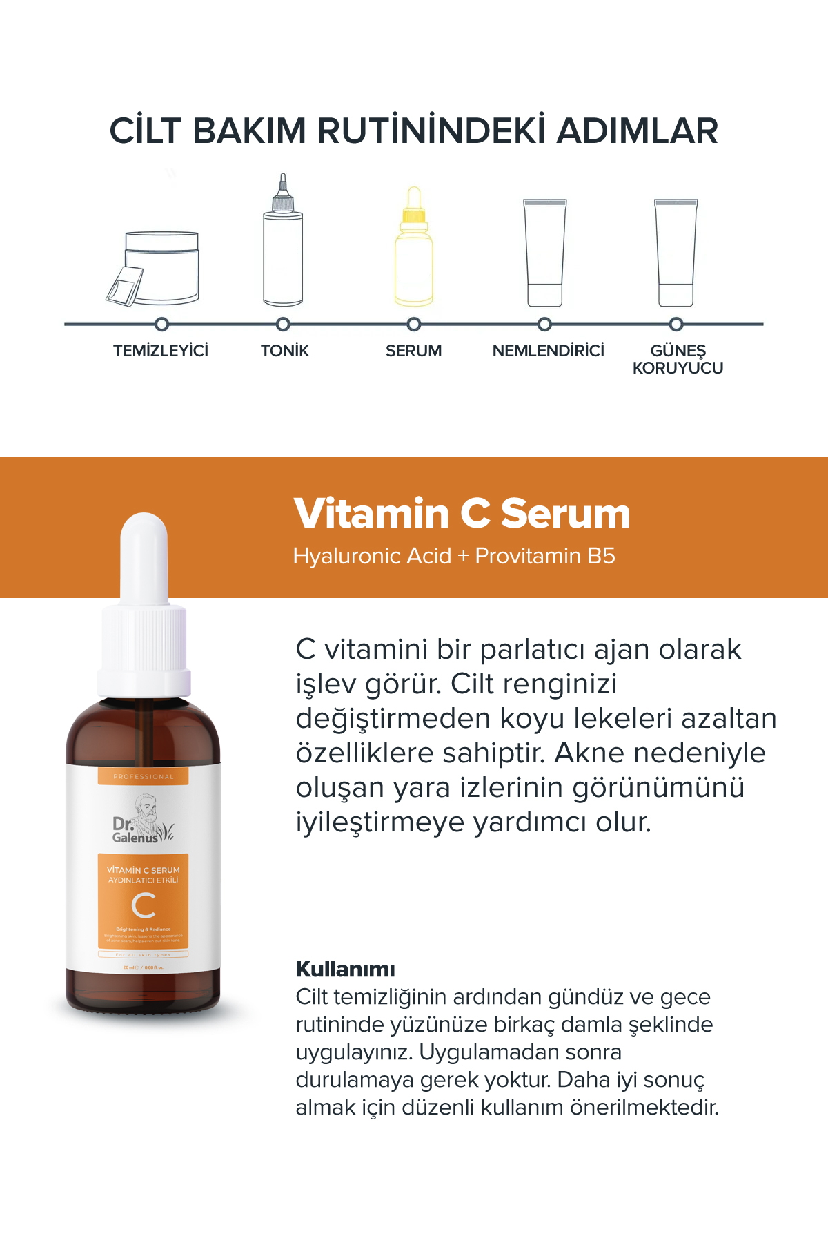Aydınlatıcı Ve Ton Eşitleyici C Vitamini Ve Yoğun Nemlendirici Ikili Bakım Serum Seti (40 ML) — CVNS-0001 — تصویر 4 از 7