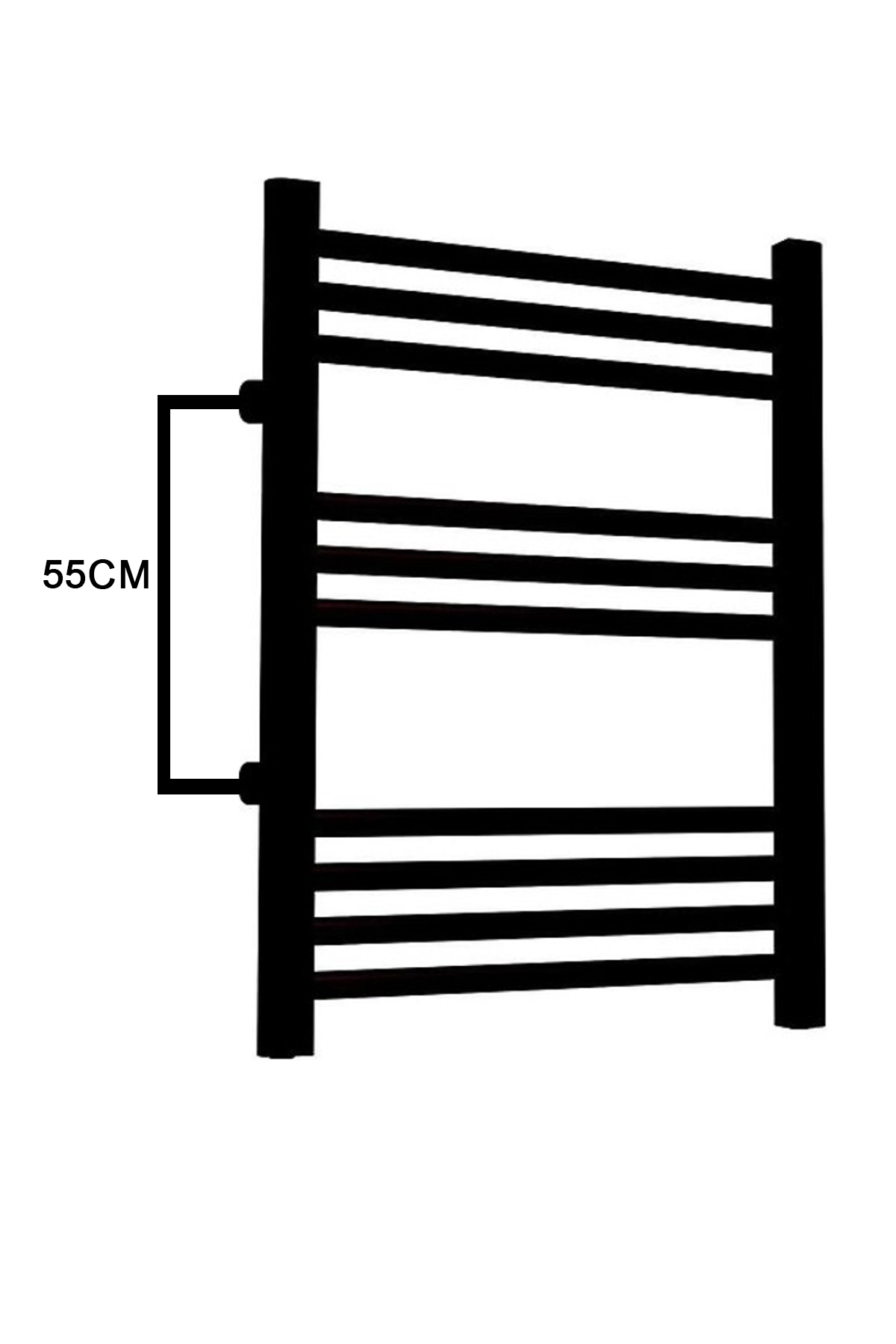 50/70cm 10 Pipe Matte Black Side Entry Towel Radiator Bathroom Heater Axle 55cm