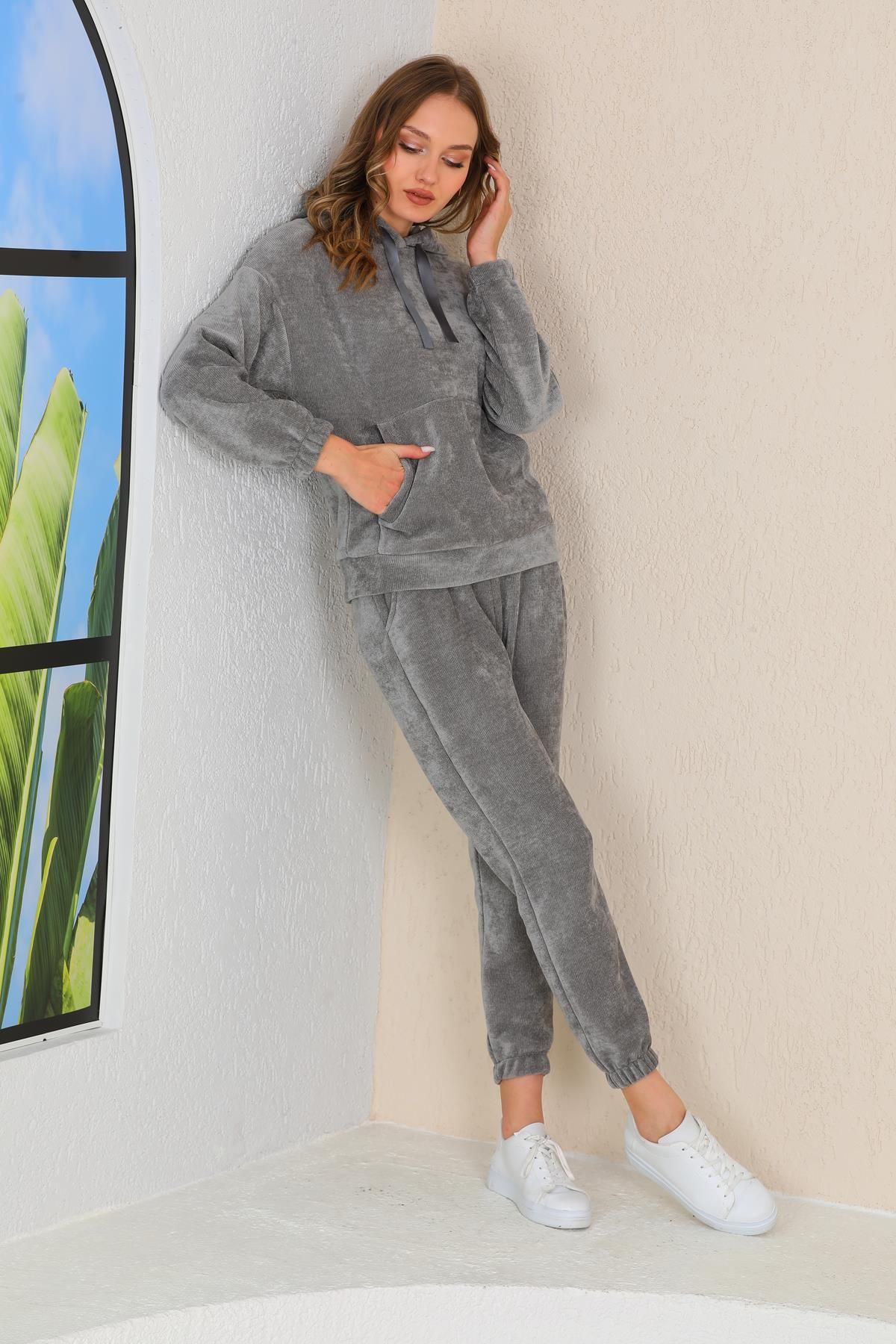 Grey velour tracksuit womens 2025