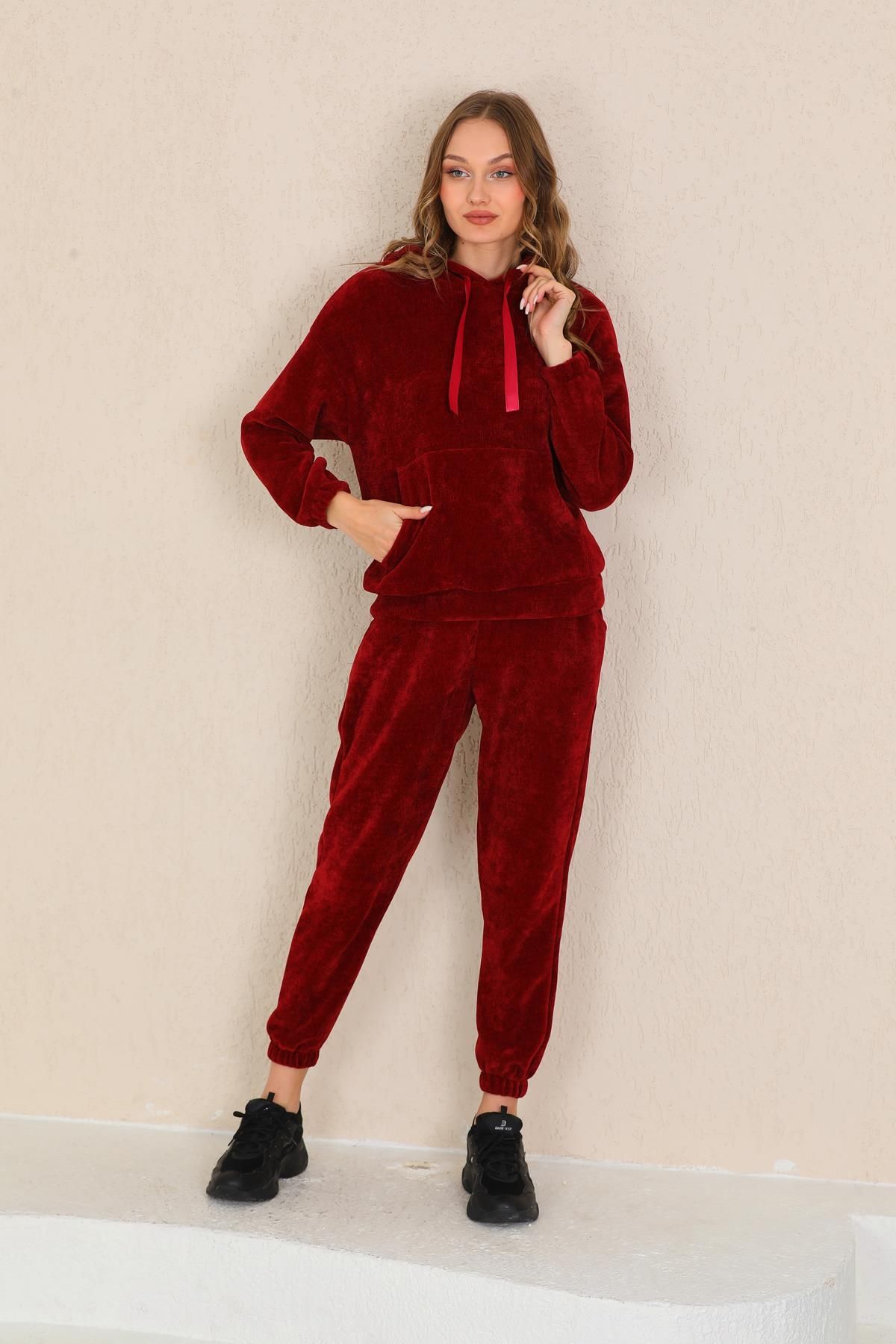 Red velour tracksuit best sale womens