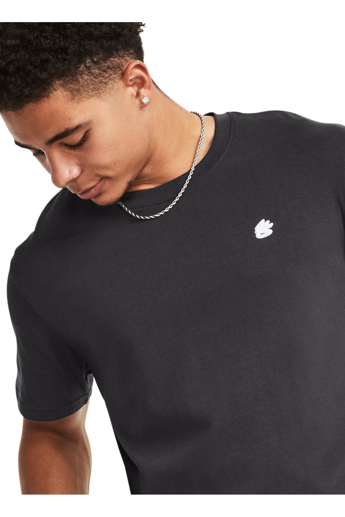 تی شرت خاکستری مردانه یقه دوچرخه 1380364 010 UA Curry Vine Heavyweig Under Armour