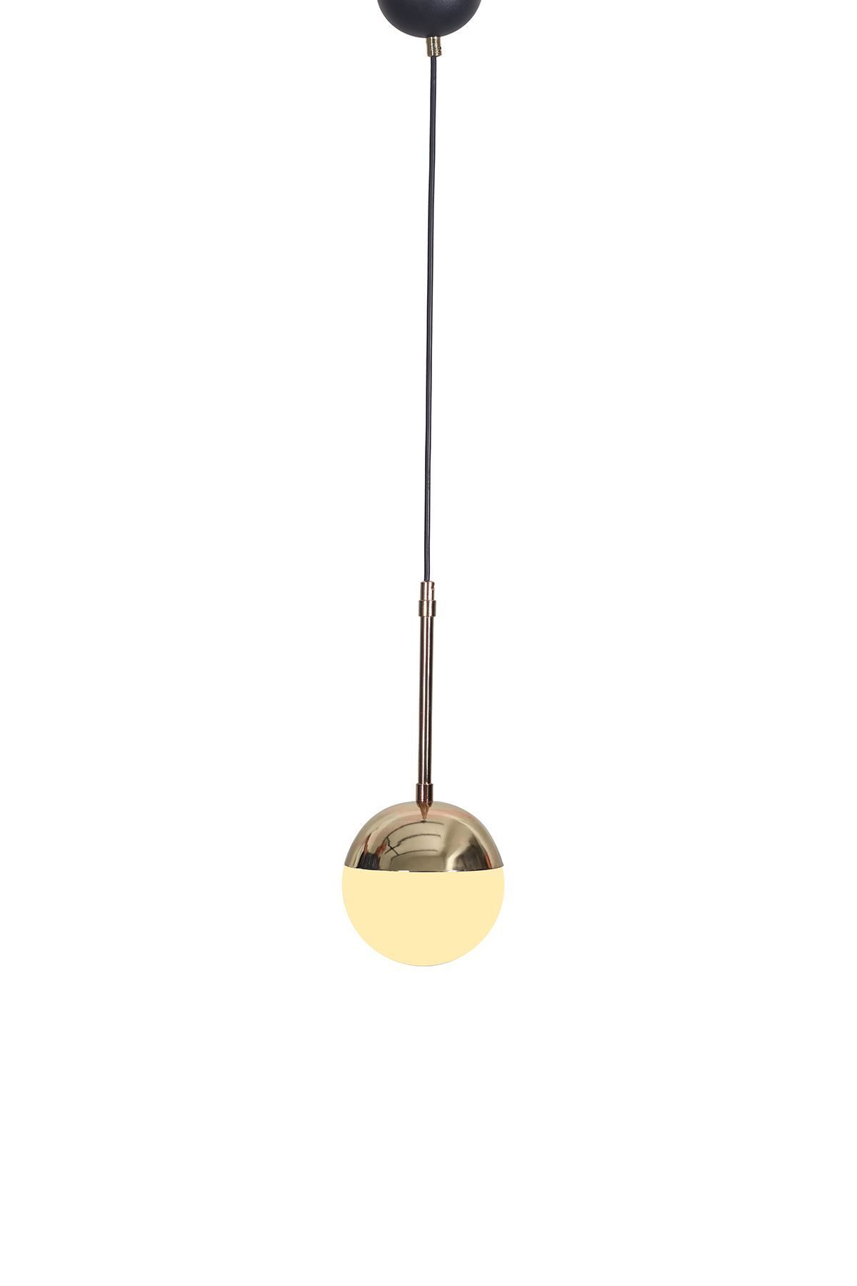 Evnalia-Nova Lux Metal Body - White Glass Single Pendant Chandelier, Gold-Black 4