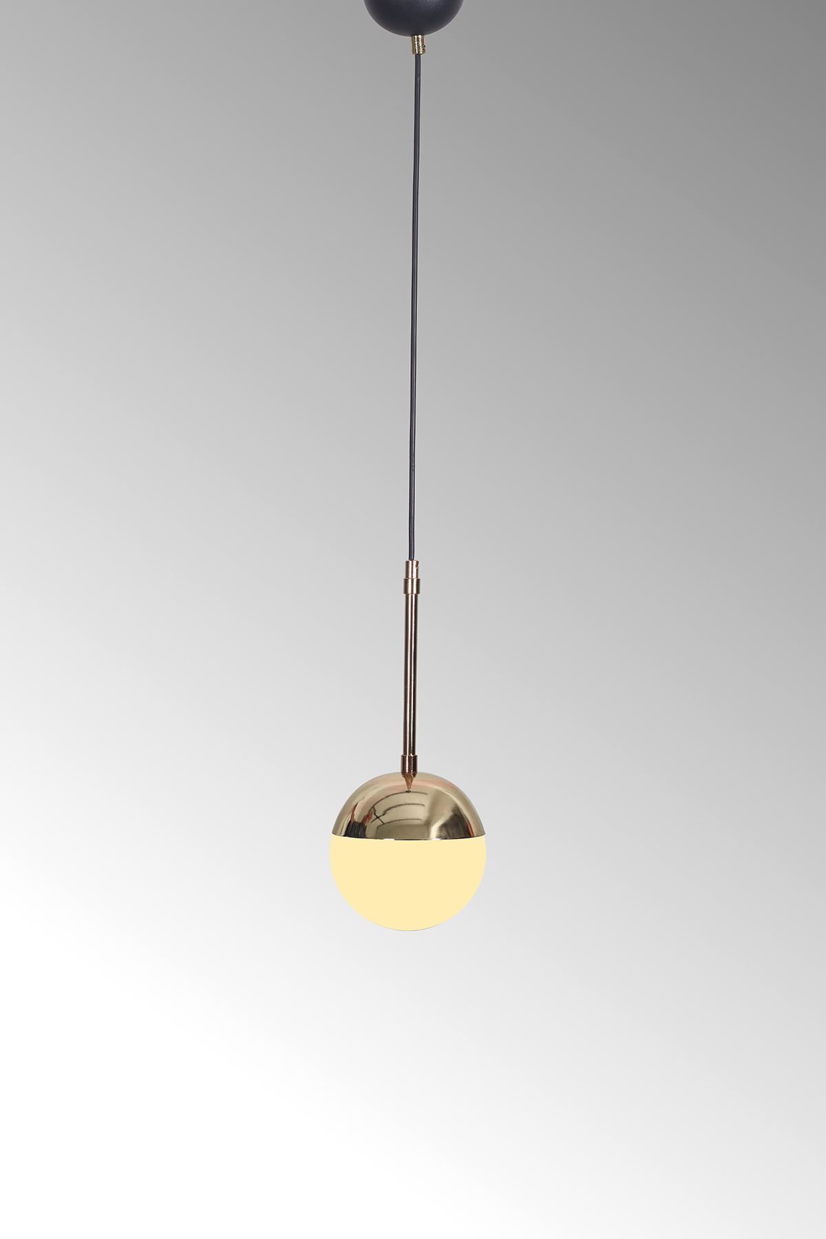 Evnalia-Nova Lux Metal Body - White Glass Single Pendant Chandelier, Gold-Black 5