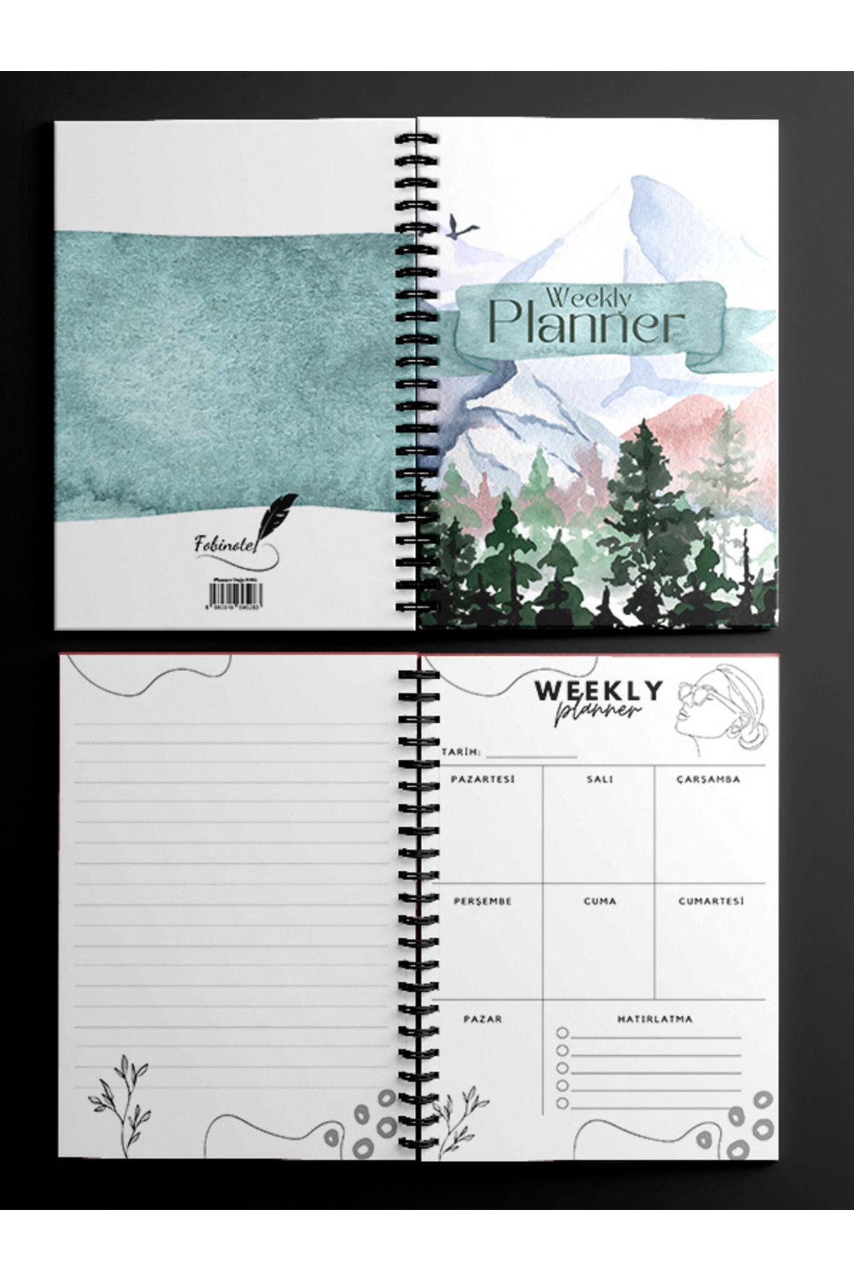 Fobinote-Weekly Planner 14.8x21 Cm 80 Sheets (160 Pages) Weekly Planner A5 Size 2