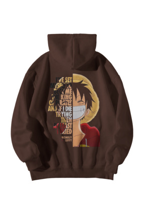 Stadium Kahverengi Unisex Oversize Kapüşonlu Kanguru Cepli One Piece Yarı Ani...