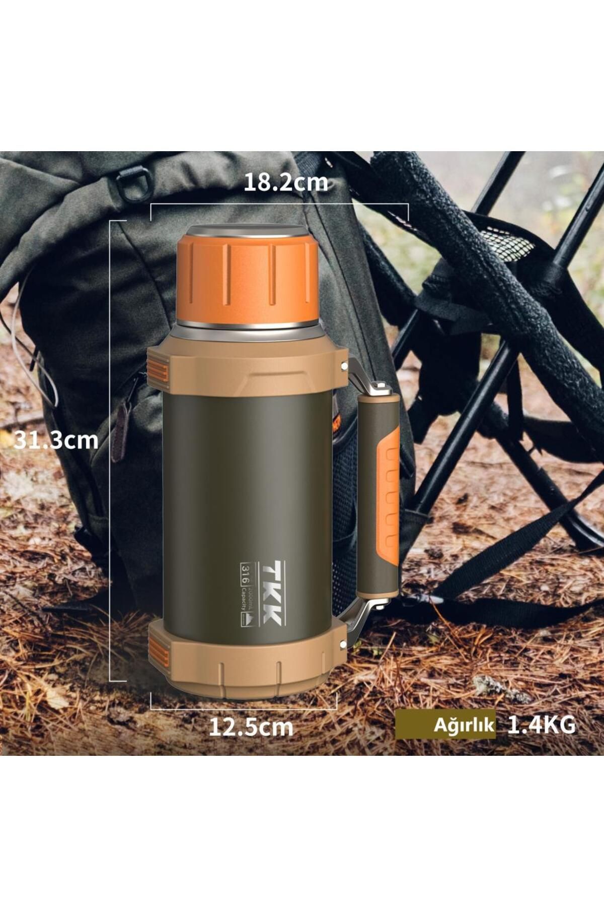 قمقمه کمپ نارنجی Thermos فولادی 2000ml اورجینال TKK