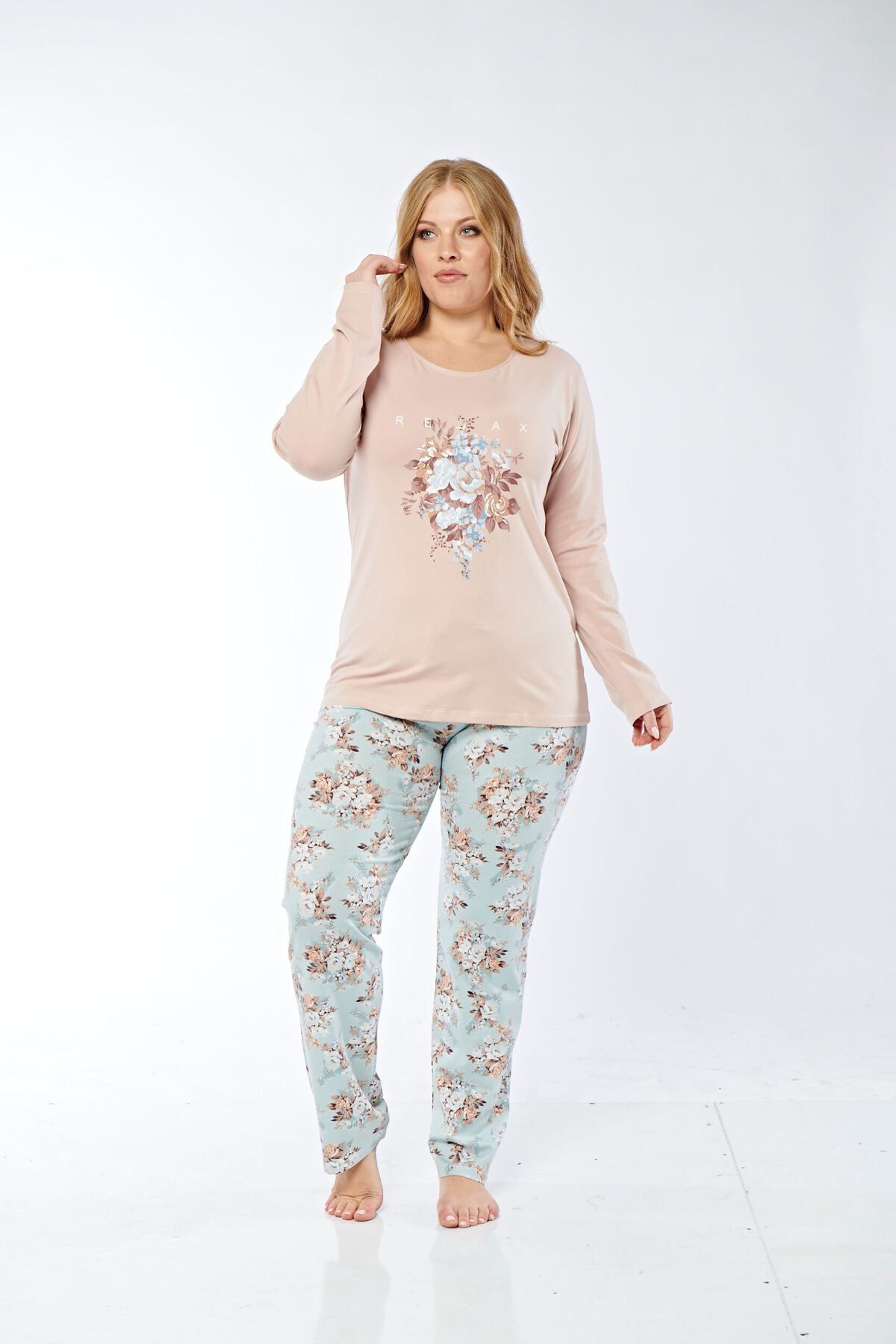 Rubina Secret-Plus Size Long-sleeved Pajamas Set 3