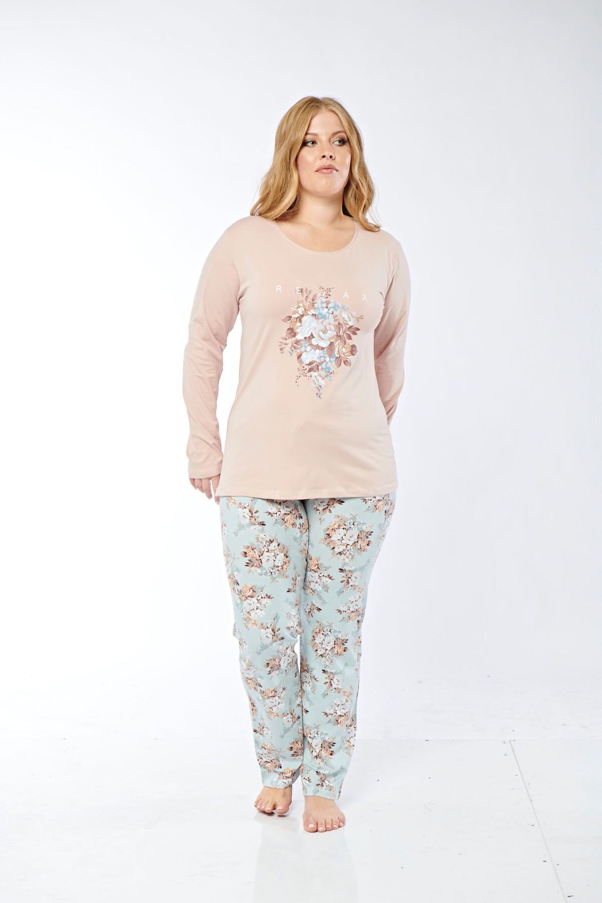 Rubina Secret-Plus Size Long-sleeved Pajamas Set 5