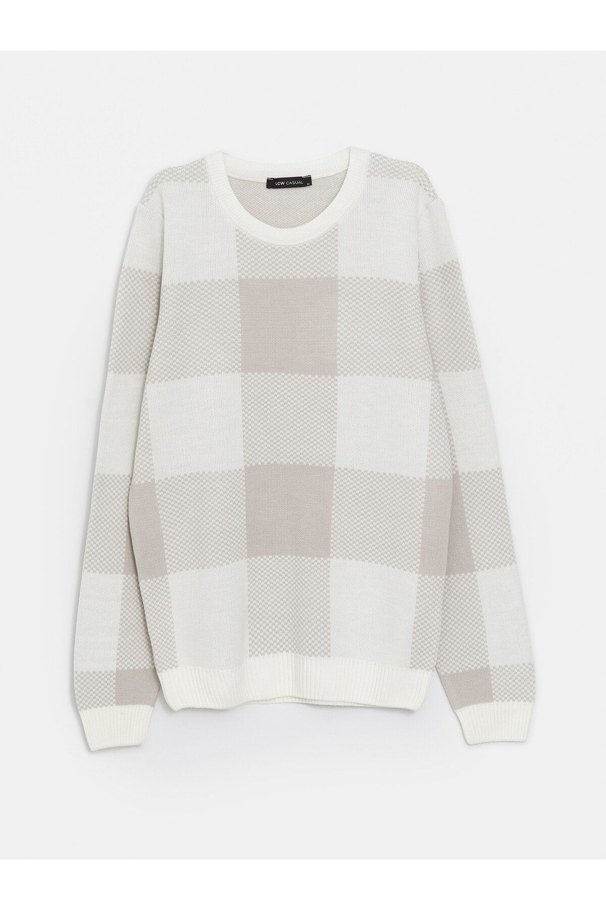 LC Waikiki-Herren-Strickpullover mit Karomuster, Rundhalsausschnitt und langen Ärmeln 6