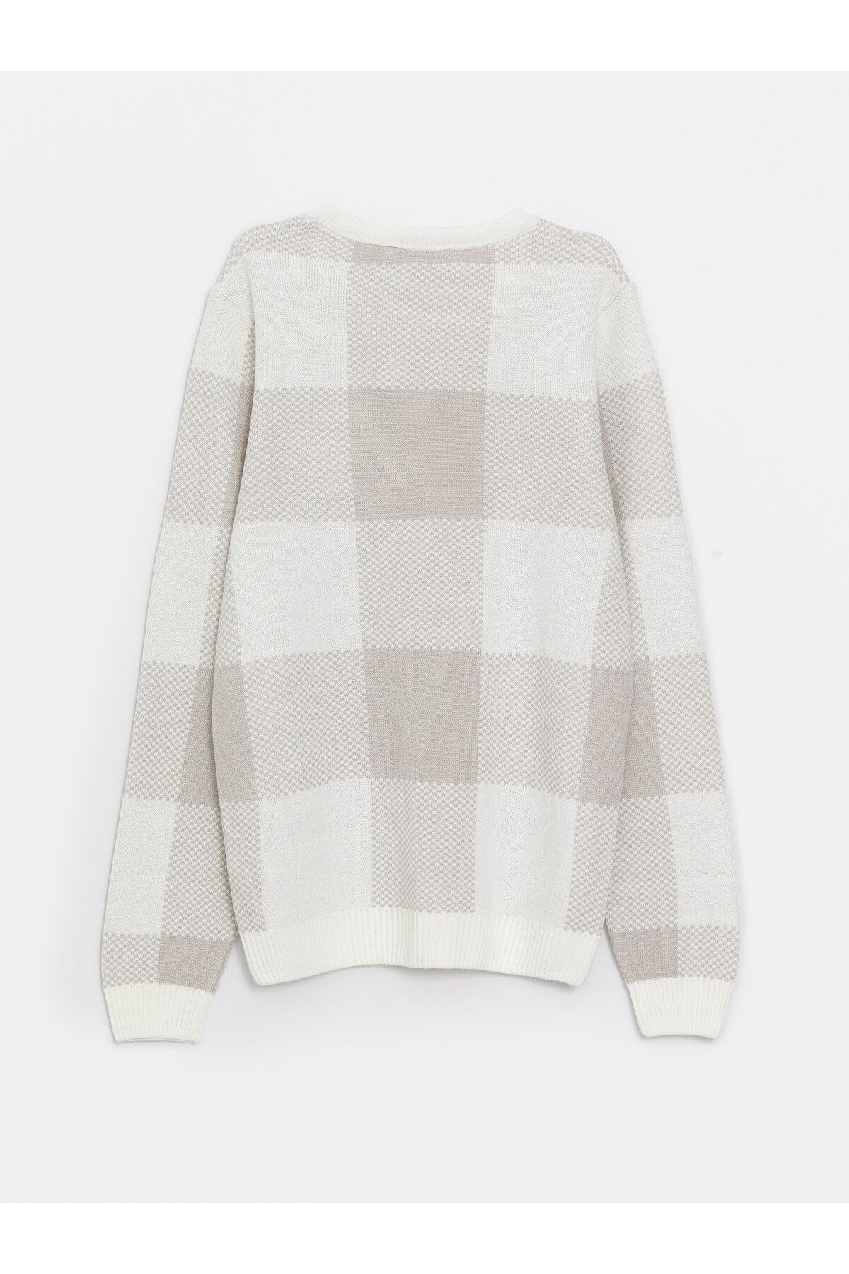 LC Waikiki-Herren-Strickpullover mit Karomuster, Rundhalsausschnitt und langen Ärmeln 7