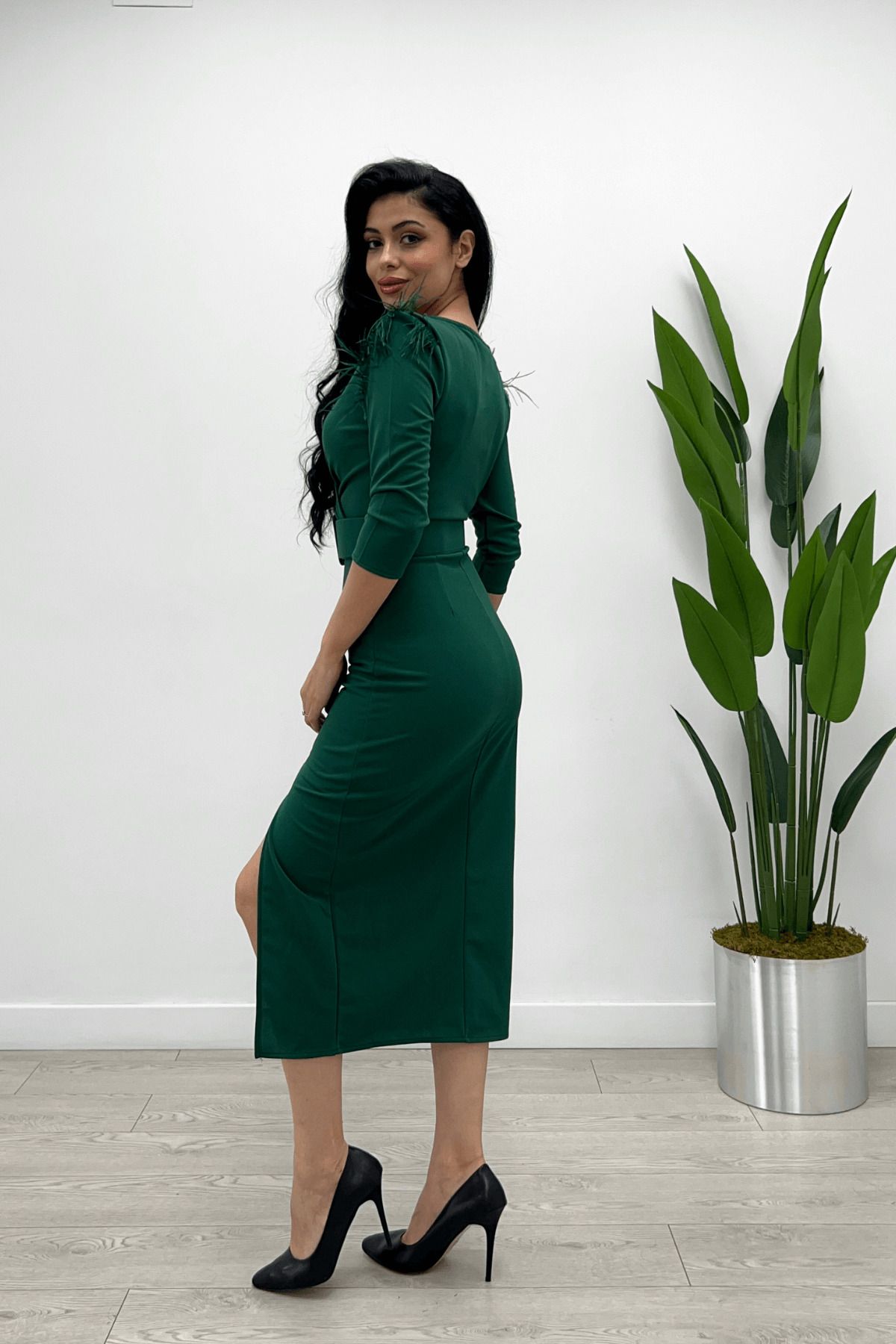 giyimmasal Evening Prom Dress Green Midi Trendyol