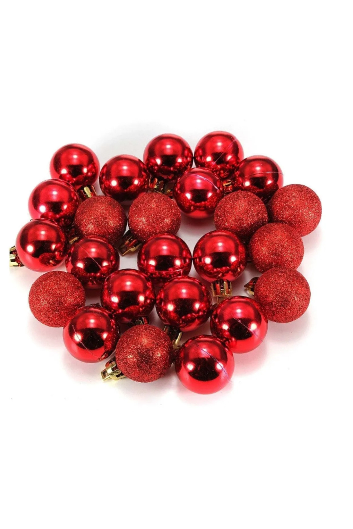 Happyland Yılbaşı Çam Ağacı Süsü Kırmızı Cici Top 4 Cm 12 Li Kırmızı Top