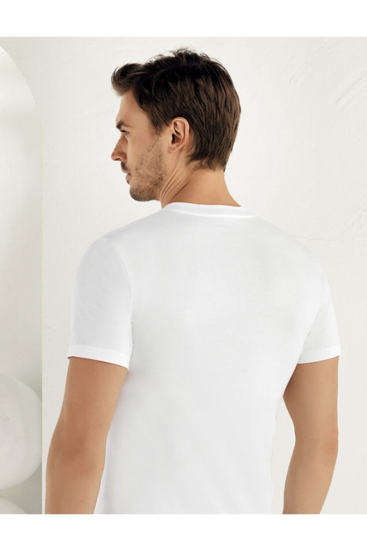Şahinler-Men's White Short Sleeve Undershirt ME003-BY 2