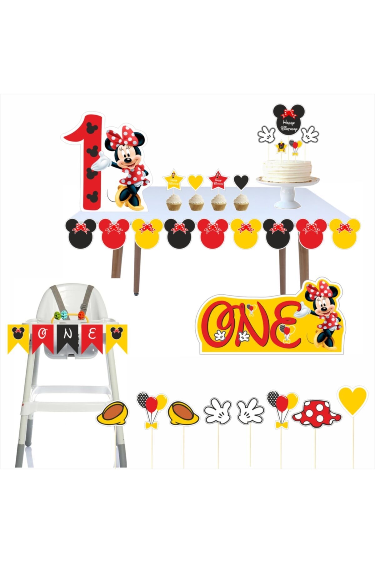 Mini Mouse Doğum Günü Parti Süsleri 1 Yaş