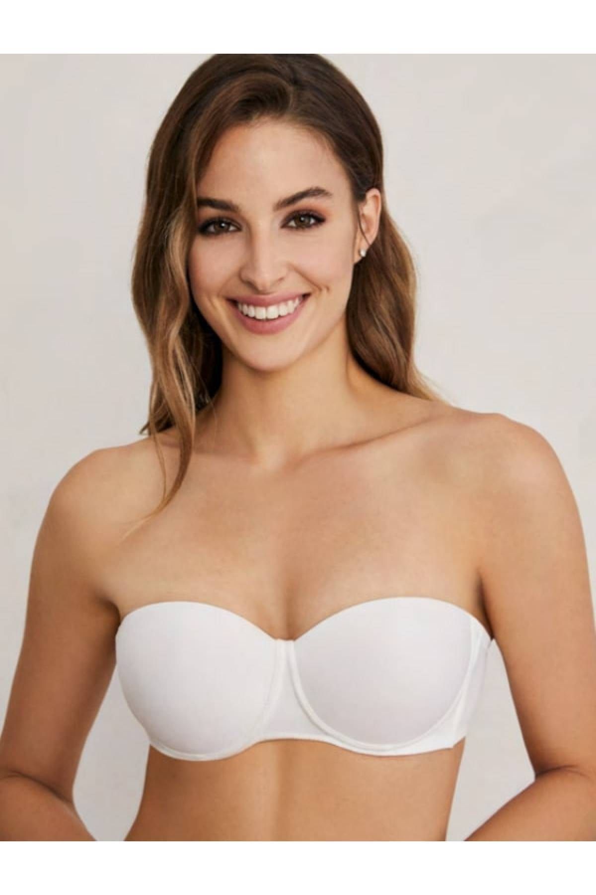 Eros-Sutien alb fără bretele pentru femei - Sutien cu dublă susținere 160 1