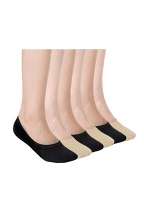 Bambu Silikonlu Unisex Babet Çorabı | Siyah Ve Krem Rengi 8'li 0108