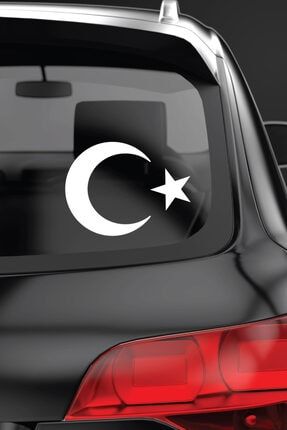 Türk Bayrağı Sticker Yapıştırma | Kaput - Bagaj - Cam | Beyaz STC106-BEYAZ