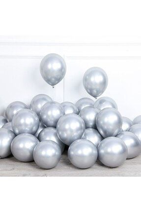 Gümüş Krom Balon Doğum Günü Balonu (10 Adet-30cm) krombalon2